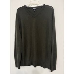 Express 100% Merino Wool Mens V-Neck Sweater‎ sz XXL Preppy Academia Layers